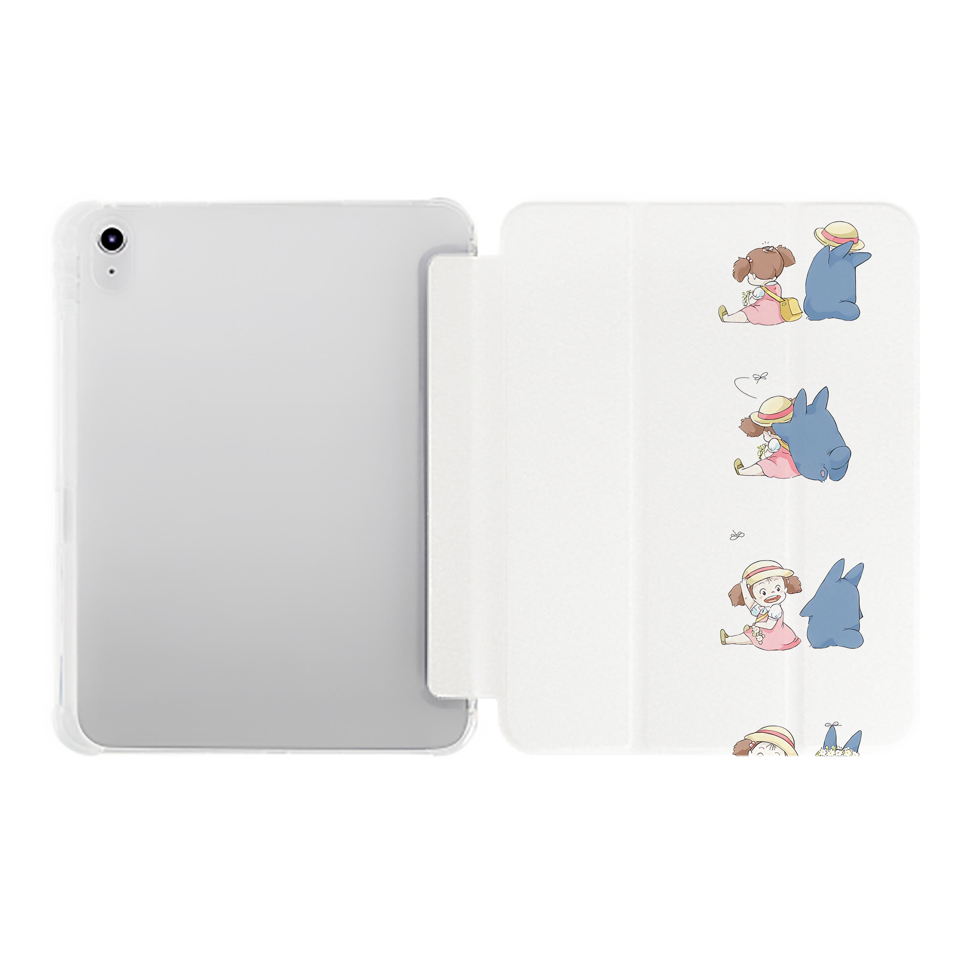 （画像用） となりのトトロ 草壁メイ 草壁サツキ My Neighbor Totoro Satsuki Kusakabe Mei Kusakabe IPad ケース ペン収納付き 三つ折りスタンド PUレザー×シリコン 対応機種9.5/10.5/10.9インチ
